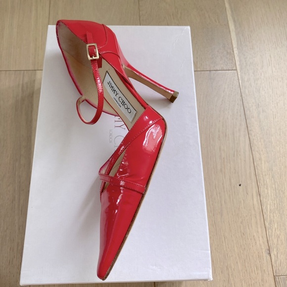 JIMMY CHOO Raspberry Patent Leather Pointed Toe Pumps 36.5 - Picture 4 of 16